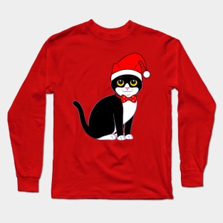 Tuxedo Cat in Bowtie at Christmas Long Sleeve T-Shirt